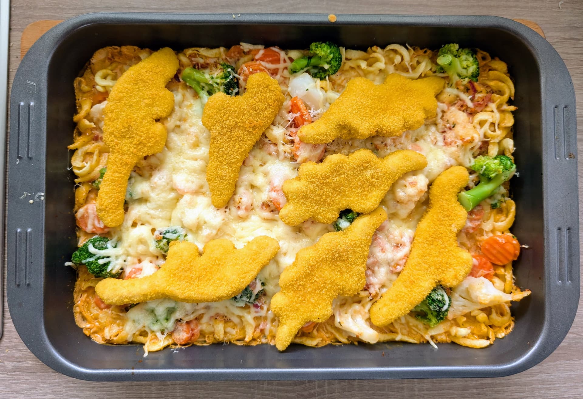 Der ultimative Spätzle-Dino-Auflauf mit Kaisergemüse